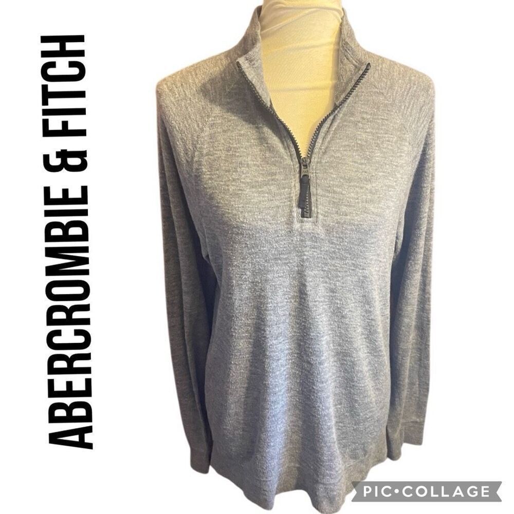 Abercrombie & Fitch Long Sleeve Half Zip Gray Pullover Sweater Size Small